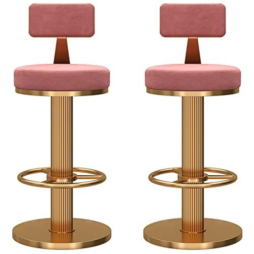 Moderner Barhocker aus grauem Samt, 2er-Set, mit goldfarbenem Sockel, verstellbare Höhe, 65 - 80 cm, stilvolle Wohnmöbel für den Empfangsbereich, bequeme Sitzfläche und Rückenlehne, hergestellt in von Generisch