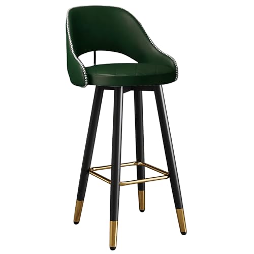 Moderner Barhocker mit gebogener Rückenlehne aus PU-Leder und Messingfüßen, für Küche, Insel, Theke, Hochstuhl mit Metall-Fußstütze, 55 cm Höhe, Frühstücksbarstühle von Generisch