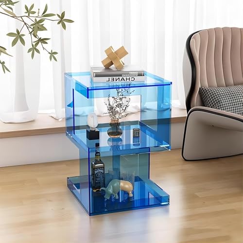 Moderner Beistelltisch aus transparentem Acryl, Nachttisch, 3 Etagen, kleiner Beistelltisch mit Stauraum für Wohnzimmer und Schlafzimmer, transparentes Design, Couchtisch Moderner Beistelltisch aus transparentem Acryl, Nachttisch, 3 Etagen, kleiner Beistelltisch mit Stauraum für Wohnzimmer und Schlafzimmer, transparentes Design, Couchtisch von Generisch