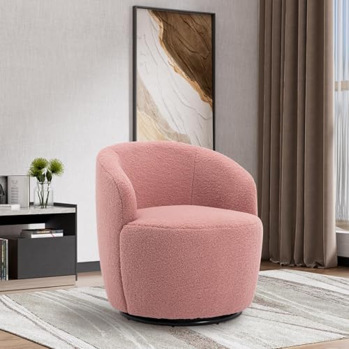 Moderner Boucle Drehstuhl mit rundem Sherpa-Sessel, bequemer gepolsterter Loungesessel für Wohnzimmer, Schlafzimmer, Büro, Lesen und Entspannen von Generisch