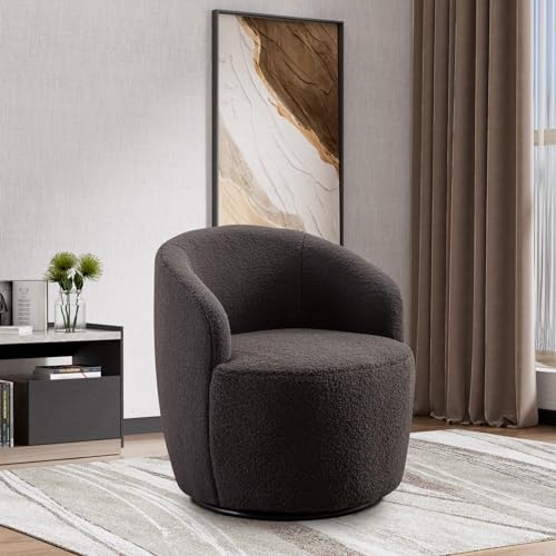 Moderner Boucle Drehstuhl mit rundem Sherpa-Sessel, gepolsterter Lounge-Sessel für Wohnzimmer, Schlafzimmer, Büro von Generisch