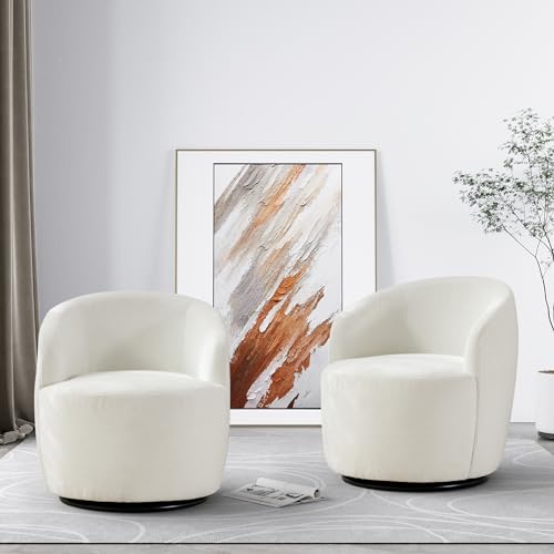 Moderner Boucle Drehstuhl mit rundem Sherpa-Sessel, gepolsterter Lounge-Sessel für Wohnzimmer, Schlafzimmer, Büro von Generisch