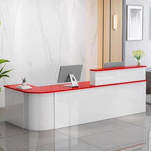 Moderner Büro-Empfangstisch mit Schubladen, stilvolle Fronttheke für Arbeitsbereiche, Empfangsmöbel aus Holzwerkstoff Moderner Büro-Empfangstisch mit Schubladen, stilvolle Fronttheke für Arbeitsbereiche, Empfangsmöbel aus Holzwerkstoff von Generisch