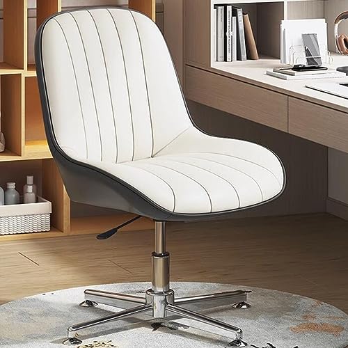 Moderner Büro-Schreibtischstuhl ohne Armlehne mit ergonomischem Design und PU-Leder-Polsterung, Drehstuhl für Heimbüro oder Computertisch von Generisch