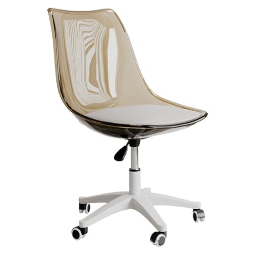 Moderner Bürostuhl ohne Armlehne mit Sitzkissen 360° Drehung und Hebefunktion Stilvoller Schminkstuhl mit Acryl Transparente Rückenlehne für Home Office Gelb von Generisch