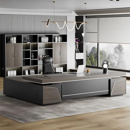 Moderner Chefschreibtisch in L-Form mit Zahlenschloss, Schublade, Kabelmanagement, Seitenschränke, CEO-Business-Möbel (160 x 74,9 x 160 cm) von Generisch