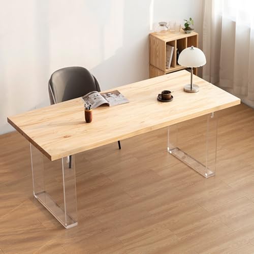 Moderner Computertisch, hängender Inselschreibtisch mit Acrylbeinen, Holz, Heimbüro, Schreibtisch, Arbeitszimmer, Schreibtisch, Computer-Arbeitsplatz, Natur Moderner Computertisch, hängender Inselschreibtisch mit Acrylbeinen, Holz, Heimbüro, Schreibtisch, Arbeitszimmer, Schreibtisch, Computer-Arbeitsplatz, Natur von Generisch