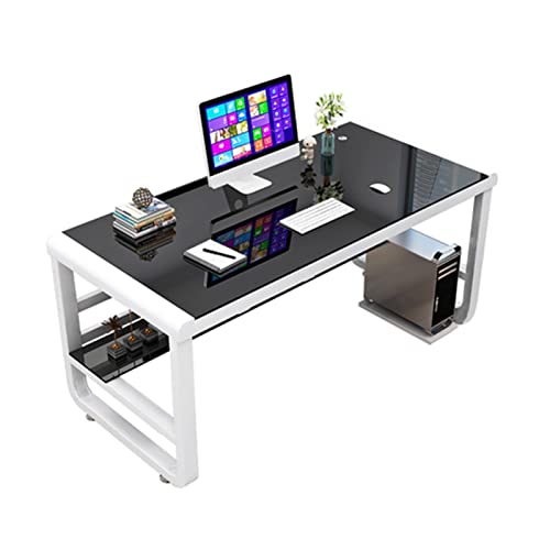 Moderner Computertisch – Bürotisch aus gehärtetem Glas, einfache Montage, Arbeitszimmer und Gaming-Schreibtisch, 120 cm (47 Zoll), Laptop-Arbeitsplatz für Home Office von Generisch