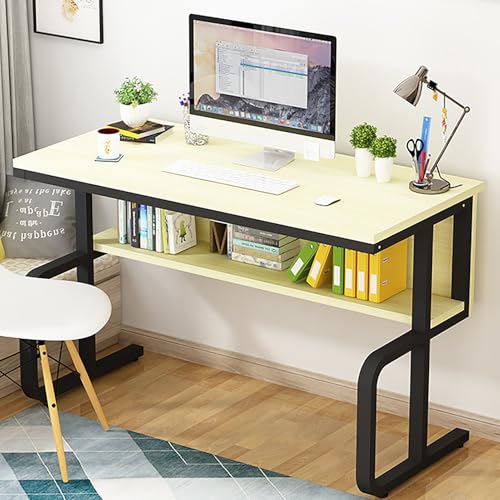 Moderner Computertisch für Zuhause und Büro, einfacher Schreibtisch, Arbeitsplatz, Chefschreibtisch für Gaming und Arbeit, stilvolles gelbes Design (80 x 61 cm) von Generisch