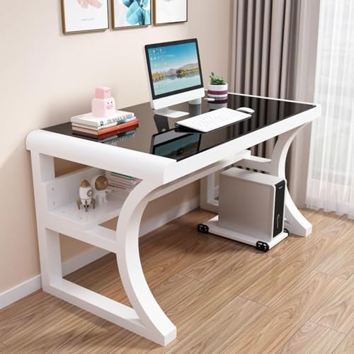 Moderner Computertisch mit Ablagen – schlanker Gaming-Tisch mit Tischplatte aus gehärtetem Glas und Metallrahmen für Home Office & Workstation Moderner Computertisch mit Ablagen – schlanker Gaming-Tisch mit Tischplatte aus gehärtetem Glas und Metallrahmen für Home Office & Workstation von Generisch