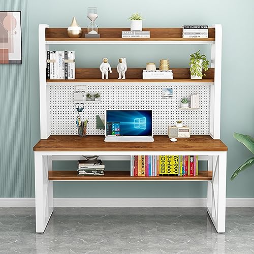 Moderner Computertisch mit Ablagen und Stecktafel, Heimbüro, Arbeitsplatz für Studenten, großer Schreibtisch (78,9 cm Eiche + Weiß) von Generisch