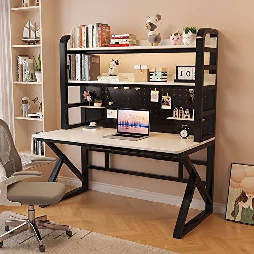 Moderner Computertisch mit Regalen und Stecktafel, 99 cm, Home-Office-Schreibtisch für Studenten, einfach zu montieren, Schwarz und Weiß von Generisch