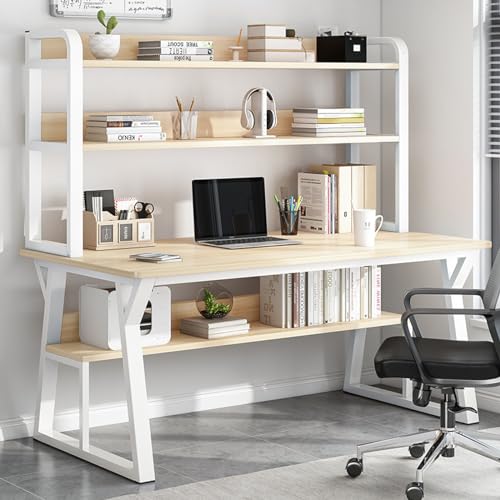 Moderner Computertisch mit Stall & Bücherregal Home Office Workstation Schreibtisch für effizientes Arbeiten und Aufbewahren von Generisch