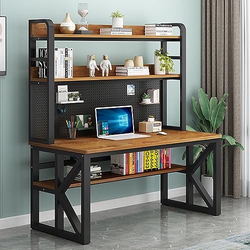 Moderner Computertisch mit Staufächern und Stecktafel für Home Office, großer Arbeitstisch (99 cm Eiche + Schwarz) von Generisch