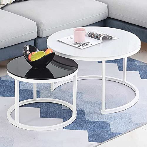Moderner Couchtisch, 2er-Set, rund, gehärtetes Glas, Akzenttische mit robustem Stahlrahmen, einfacher Stil, für Wohnzimmer, Büro, Balkon, Dekor Moderner Couchtisch, 2er-Set, rund, gehärtetes Glas, Akzenttische mit robustem Stahlrahmen, einfacher Stil, für Wohnzimmer, Büro, Balkon, Dekor von Generisch