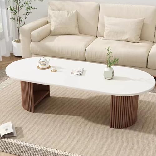 Moderner Couchtisch, runder Couchtisch aus Holz, für Wohnzimmer, runder Couchtisch mit Stauraum, rechteckiger Couchtisch, Massivholz-Couchtisch, für Wohnzimmer, Schlafzimmer von Generisch