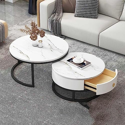 Moderner Couchtisch 2er Set mit MDF-Platte in Marmor-Optik & 2 Schubladen - Stilvolles funktionales Design für Wohnzimmer - Platzsparende Wohnkultur Moderner Couchtisch 2er Set mit MDF-Platte in Marmor-Optik & 2 Schubladen - Stilvolles funktionales Design für Wohnzimmer - Platzsparende Wohnkultur von Generisch