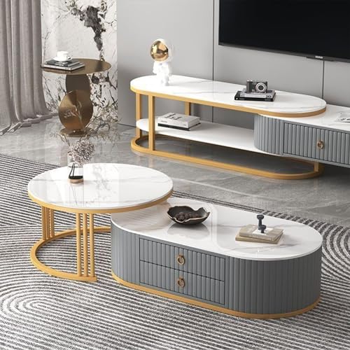 Moderner Couchtisch 2er Set mit stabilem Metallgestell für kleine Räume im Wohnzimmer oder Balkon Moderner Couchtisch 2er Set mit stabilem Metallgestell für kleine Räume im Wohnzimmer oder Balkon von Generisch
