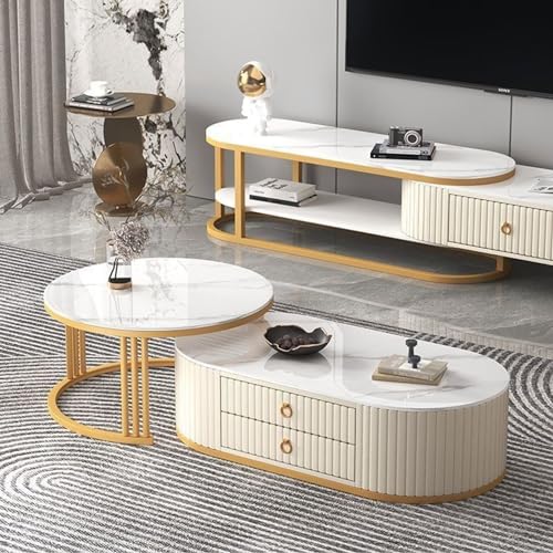 Moderner Couchtisch 2er Set mit stabilem Metallrahmen Beistelltische für Wohnzimmer kleine Räume Balkon Stilvoller Sofa Beistelltisch Moderner Couchtisch 2er Set mit stabilem Metallrahmen Beistelltische für Wohnzimmer kleine Räume Balkon Stilvoller Sofa Beistelltisch von Generisch