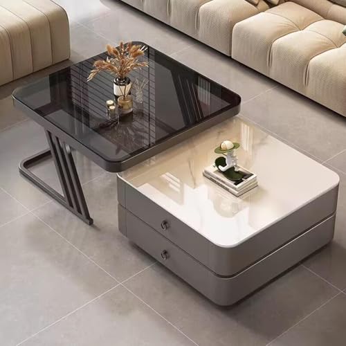 Moderner Couchtisch aus Glas, 2er-Set, stapelbare Mitteltische mit Metallrahmen für Wohnzimmer und Schlafzimmer, quadratischer Akzent-Beistelltisch für kleine Räume Moderner Couchtisch aus Glas, 2er-Set, stapelbare Mitteltische mit Metallrahmen für Wohnzimmer und Schlafzimmer, quadratischer Akzent-Beistelltisch für kleine Räume von Generisch