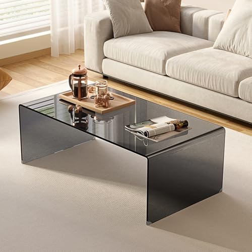 Moderner Couchtisch aus Glas für Wohnzimmer und Büro, einfacher Mitteltisch für kleine Räume (Weiß, 80 x 40 x 40 cm), stilvolle und funktionale Möbel von Generisch