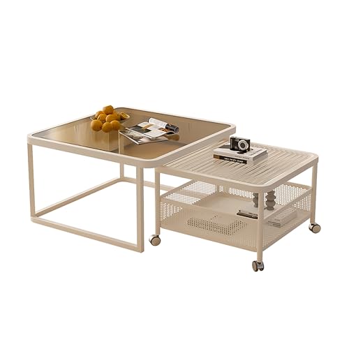 Moderner Couchtisch aus Glas mit Aufbewahrungsregal, stapelbarer Beistelltisch für Wohnzimmer, Homeoffice, kleine Raumlösung Moderner Couchtisch aus Glas mit Aufbewahrungsregal, stapelbarer Beistelltisch für Wohnzimmer, Homeoffice, kleine Raumlösung von Generisch