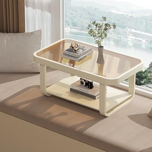Moderner Couchtisch aus Glas mit gehärtetem Glas und Ablage, einfacher und stilvoller Mitteltisch für Wohnzimmer und Büro Moderner Couchtisch aus Glas mit gehärtetem Glas und Ablage, einfacher und stilvoller Mitteltisch für Wohnzimmer und Büro von Generisch
