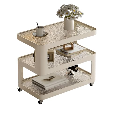 Moderner Couchtisch aus Glas mit mehrschichtiger Aufbewahrung und beweglichen Rädern, leicht zu reinigen und perfekt für kleine Räume Moderner Couchtisch aus Glas mit mehrschichtiger Aufbewahrung und beweglichen Rädern, leicht zu reinigen und perfekt für kleine Räume von Generisch