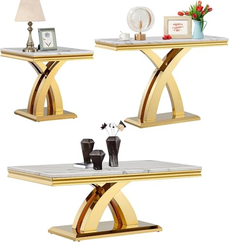 Moderner Couchtisch aus Kunstmarmor mit Spiegel, Edelstahlrahmen, eleganter Wohnzimmer-Mittelstück Moderner Couchtisch aus Kunstmarmor mit Spiegel, Edelstahlrahmen, eleganter Wohnzimmer-Mittelstück von Generisch