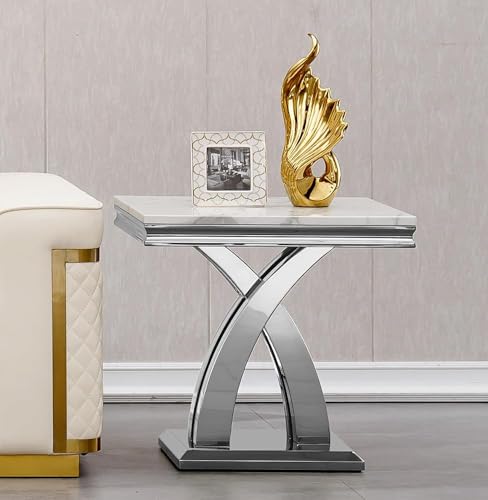 Moderner Couchtisch aus Kunstmarmor mit Spiegel, Edelstahlrahmen, eleganter Wohnzimmer-Mittelstück Moderner Couchtisch aus Kunstmarmor mit Spiegel, Edelstahlrahmen, eleganter Wohnzimmer-Mittelstück von Generisch