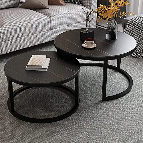 Moderner Couchtisch aus Marmor, 2er-Set, rund, minimalistisches Design mit stabilem Stahlrahmen, für kleine Räume, Wohnzimmer, Balkon und Bürodekoration Moderner Couchtisch aus Marmor, 2er-Set, rund, minimalistisches Design mit stabilem Stahlrahmen, für kleine Räume, Wohnzimmer, Balkon und Bürodekoration von Generisch