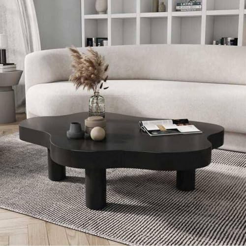 Moderner Couchtisch aus Massivholz, unregelmäßiges Design, runde Ecke, Akzenttisch, dicker Boden mit 3 Beinen, stilvolles Wohnzimmermöbel, Schwarz, 90 x 60 x 40 cm Moderner Couchtisch aus Massivholz, unregelmäßiges Design, runde Ecke, Akzenttisch, dicker Boden mit 3 Beinen, stilvolles Wohnzimmermöbel, Schwarz, 90 x 60 x 40 cm von Generisch