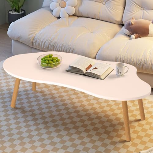 Moderner Couchtisch aus der Mitte des Jahrhunderts, minimalistisches Wolkenförmiges Design, kleiner weißer Akzenttisch für Wohnzimmer und Heimbüro, stilvolle Möbel für kleine Räume von Generisch