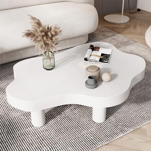 Moderner Couchtisch in Wolkenform mit unregelmäßigem Holzdesign und runden Ecken, dicker Beistelltisch, 3 Beine, Wohnzimmermöbel von Generisch