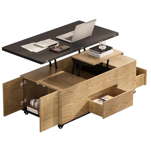 Moderner Couchtisch mit Klappschubladen, multifunktionaler Arbeitsplatz für Wohnzimmer und kleine Räume von Generisch