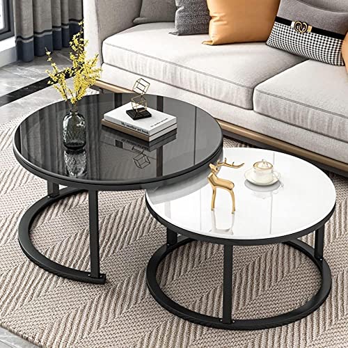 Moderner Couchtisch mit Tischplatte aus gehärtetem Glas und Metallsockel für Sofa, stapelbare Beistelltische, runde stilvolle Beistelltische für Heimdekoration Moderner Couchtisch mit Tischplatte aus gehärtetem Glas und Metallsockel für Sofa, stapelbare Beistelltische, runde stilvolle Beistelltische für Heimdekoration von Generisch