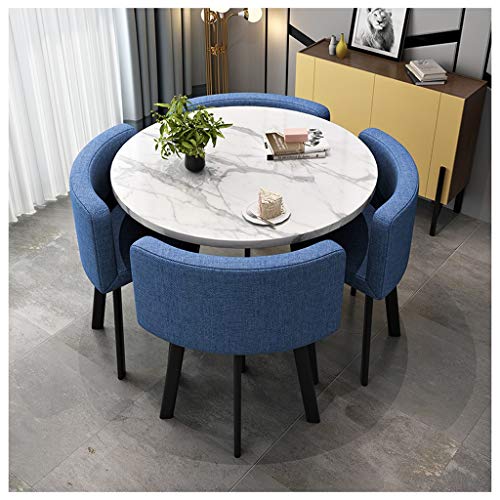 Moderner Couchtisch und Stuhl-Set aus Marmor für Wohnzimmer und Balkon, eleganter Esstisch mit vier Stühlen, stilvolles Büro-Empfangs-Schreibtisch und Stuhl-Set, luxuriöser Konferenzraum, runder von Generisch