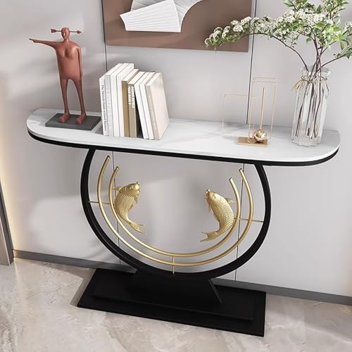 Moderner Dielentisch Konsolentisch aus Kunstmarmor, Sofatisch für Wohnzimmer, Flur & Eingang, stilvolles Design, perfekt hinter Couch von Generisch
