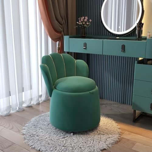 Moderner Drehsessel aus Samt – Gepolsterter Tonnenstuhl ohne Armlehnen für Wohnzimmer & Schlafzimmer – Stilvolles Grün mit Stauraum (44 x 44 x 60 cm) von Generisch