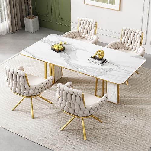 Moderner Drehstuhl aus Samt, 360° drehbar, hochbelastbarer Schaumstoff, ergonomische Rückenlehne und Armlehnen, stabiles Stahlgestell, perfekt für Ess- und Wohnzimmer, Einheitsgröße von Generisch