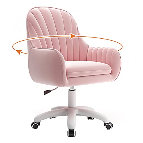 Moderner Drehstuhl aus Samt - Bequemer Höhenverstellbarer 360° Gepolsterter Computerstuhl für Home Office, Arbeitszimmer, Wohnzimmer & Schlafzimmer, Rosa/Grau von Generisch