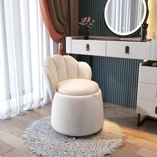 Moderner Drehstuhl aus Samt mit Stauraum für Wohnzimmer und Schlafzimmer, 43,2 x 43,2 x 61 cm, Weiß von Generisch