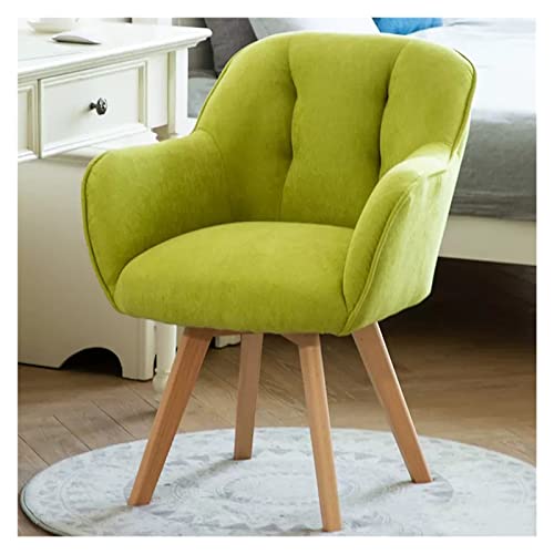 Moderner Drehstuhl aus Samt mit stabilen Holzbeinen für kleine Räume, grüner Stoff, Akzentstuhl für Esstisch oder Lounge von Generisch