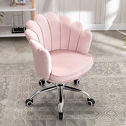 Moderner Drehstuhl mit mittlerer Rückenlehne und ergonomischem Design und höhenverstellbarer Funktion, eleganter Empfangsstuhl für Schlafzimmer, Wohnzimmer und Büro, Samtstoff, perfekt für Frauen von Generisch