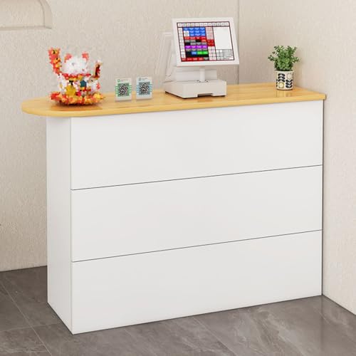 Moderner Empfangs-Schreibtisch, Thekentisch, kleiner Kassenarbeitsplatz aus Holz, mit abschließbarer Schublade und Aufbewahrungsschrank, für Salon, Lobby, Büro, kompaktes Design Moderner Empfangs-Schreibtisch, Thekentisch, kleiner Kassenarbeitsplatz aus Holz, mit abschließbarer Schublade und Aufbewahrungsschrank, für Salon, Lobby, Büro, kompaktes Design von Generisch