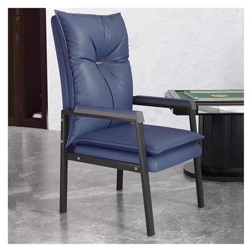 Moderner Empfangsstuhl mit gepolsterter Armlehne und Lendenwirbelstütze, hohe Rückenlehne, Einzelsofa für Büro oder Restaurant, eleganter blauer Wartezimmerstuhl von Generisch
