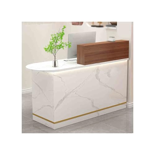 Moderner Empfangstisch, geräumiges Design mit reichlich Stauraum, elegantes weißes Finish und Holz, perfekt für Büroeinrichtungen (linke Ausrichtung) von Generisch