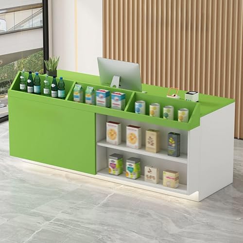 Moderner Empfangstisch – Stilvoller Einzelhandelstisch mit abschließbarer Schublade und offenen Regalen – Schreibtisch für Büro und Geschäft – Weiß & Grün 140 cm – funktional und elegant Moderner Empfangstisch – Stilvoller Einzelhandelstisch mit abschließbarer Schublade und offenen Regalen – Schreibtisch für Büro und Geschäft – Weiß & Grün 140 cm – funktional und elegant von Generisch