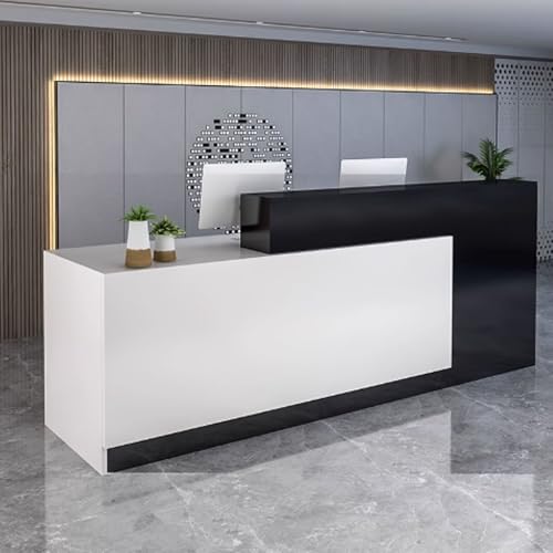 Moderner Empfangstisch – einfache Montage an der Vorderseite für Büros, Geschäfte, Restaurants und Salons – elegantes schwarz-weißes Holzdesign – 1,2 m Länge – Kundendienstfreundlich von Generisch
