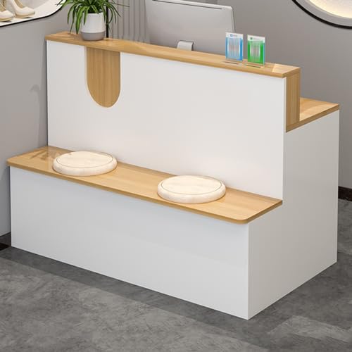 Moderner Empfangstisch – einfacher mobiler Theke aus Holz, Computertisch, stilvolle Bartheke mit Tee, Weiß und Gold, 80 cm Moderner Empfangstisch – einfacher mobiler Theke aus Holz, Computertisch, stilvolle Bartheke mit Tee, Weiß und Gold, 80 cm von Generisch